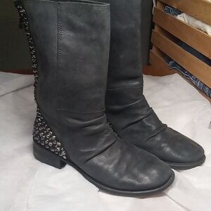 Reba black studded leather boots size 7